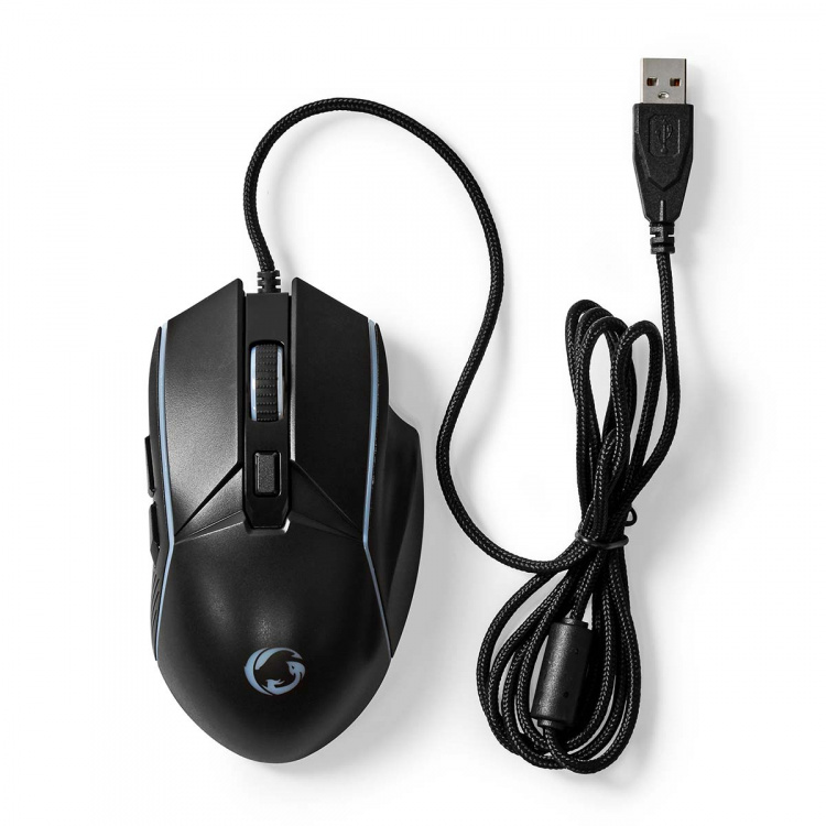 Nedis Gaming Mouse | Wired | 800 / 1200 / 2400 / 3200 / 4800 / 7200 dpi | Justerbar DPI | Antall knapper: 6 | Right-Handed | 1.50 m | LED