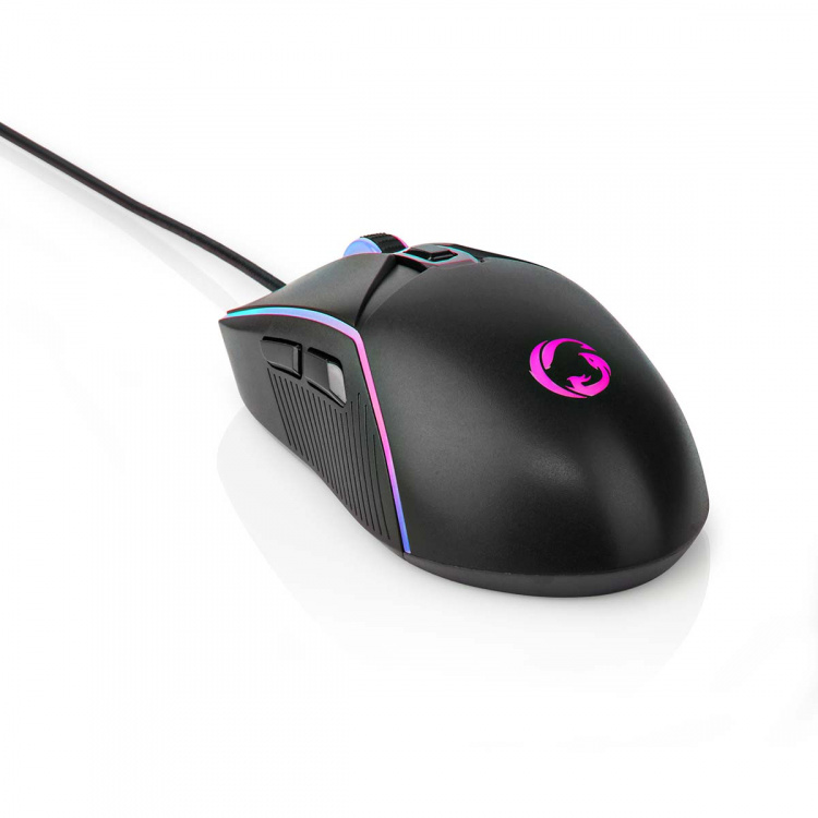 Nedis Gaming Mouse | Wired | 800 / 1200 / 2400 / 3200 / 4800 / 7200 dpi | Justerbar DPI | Antall knapper: 6 | Right-Handed | 1.50 m | LED