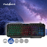 Nedis Wired Gaming Keyboard | USB Type-A | Membrantaster | LED | QWERTY | ND Layout | USB-Strøm | Strømkabel lengde: 1.30 m | Multimedia Nedis Wired Gaming Keyboard | USB Type-A | Membrantaster | LED | QWERTY | ND Layout | USB-Strøm | Strømkabel lengde: 1.30 m | Multimedia