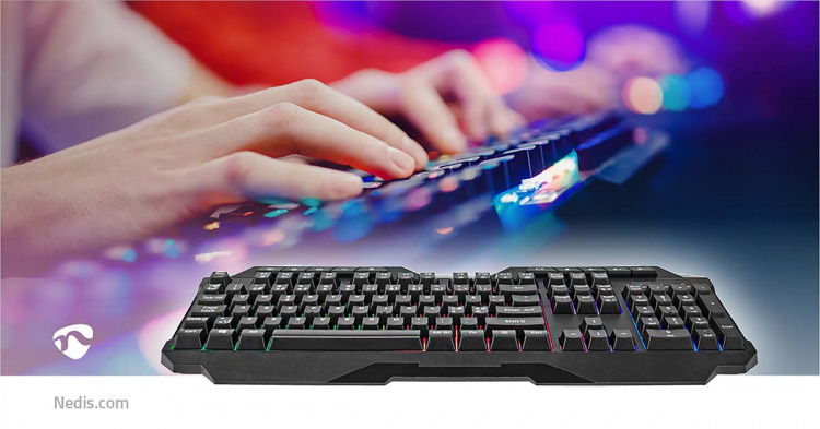 Nedis Wired Gaming Keyboard | USB Type-A | Membrantaster | LED | QWERTY | ND Layout | USB-Strøm | Strømkabel lengde: 1.30 m | Multimedia Nedis Wired Gaming Keyboard | USB Type-A | Membrantaster | LED | QWERTY | ND Layout | USB-Strøm | Strømkabel lengde: 1.30 m | Multimedia