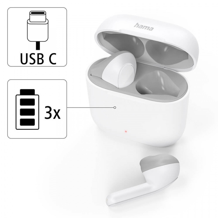 Hama Hodetelefon Freedom TWS In-Ear True Wireless Hvit