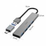 Hama Hub USB-A 3.2 4x-Porter 5 Gbit/s USB-C-Adapter