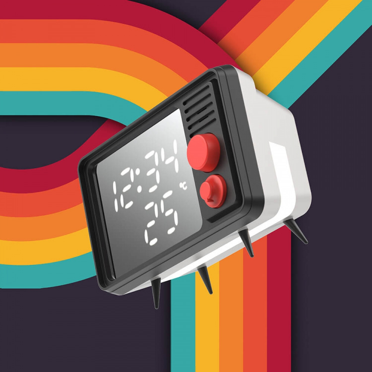 Mobility On Board Clock with Light TV Retro Grey