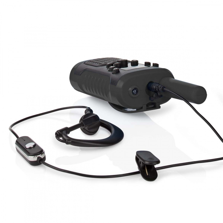 Nedis Walkie-Talkie Set | 2 håndsett | Opp til 6 km | Frekvens kanal: 8 | PTT / VOX | Opp til 3 timer | Hodetelefonutgang | 2 Hodesett | Sort Nedis Walkie-Talkie Set | 2 håndsett | Opp til 6 km | Frekvens kanal: 8 | PTT / VOX | Opp til 3 timer | Hodetelefonutgang | 2 Hodesett | Sort