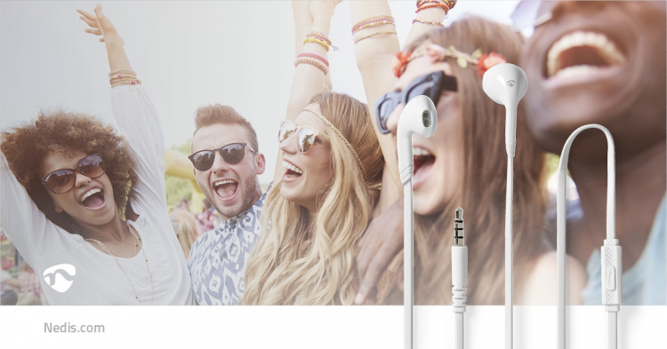 Nedis Wired øretelefoner | 3.5 mm | Kabellengde: 1.20 m | Innebygd mikrofon | Volumkontroll | Hvit Nedis Wired øretelefoner | 3.5 mm | Kabellengde: 1.20 m | Innebygd mikrofon | Volumkontroll | Hvit