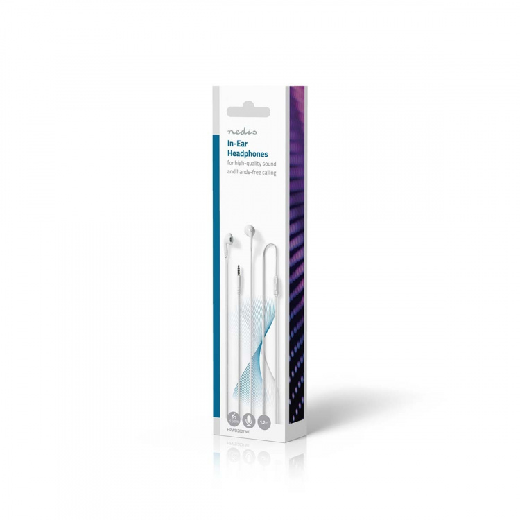 Nedis Wired øretelefoner | 3.5 mm | Kabellengde: 1.20 m | Innebygd mikrofon | Volumkontroll | Hvit Nedis Wired øretelefoner | 3.5 mm | Kabellengde: 1.20 m | Innebygd mikrofon | Volumkontroll | Hvit
