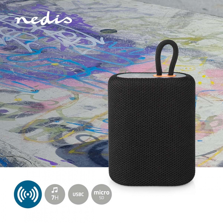 Nedis Bluetooth® Speaker | Maksimal batteritid: 7 timer | Håndholdt design | 7 W | Mono | Innebygd mikrofon | Linkable | Sort Nedis Bluetooth® Speaker | Maksimal batteritid: 7 timer | Håndholdt design | 7 W | Mono | Innebygd mikrofon | Linkable | Sort