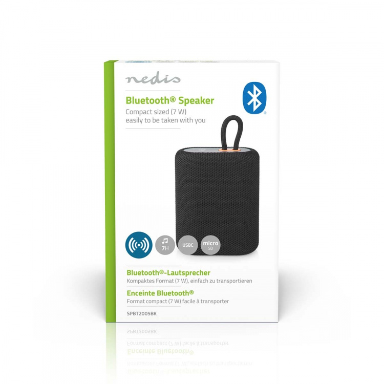 Nedis Bluetooth® Speaker | Maksimal batteritid: 7 timer | Håndholdt design | 7 W | Mono | Innebygd mikrofon | Linkable | Sort Nedis Bluetooth® Speaker | Maksimal batteritid: 7 timer | Håndholdt design | 7 W | Mono | Innebygd mikrofon | Linkable | Sort