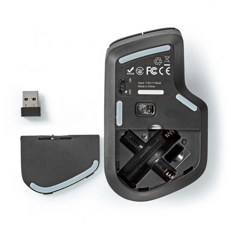 Nedis Mus | Wireless | 800 / 1200 / 1600 dpi | Justerbar DPI | Antall knapper: 6 | Right-Handed