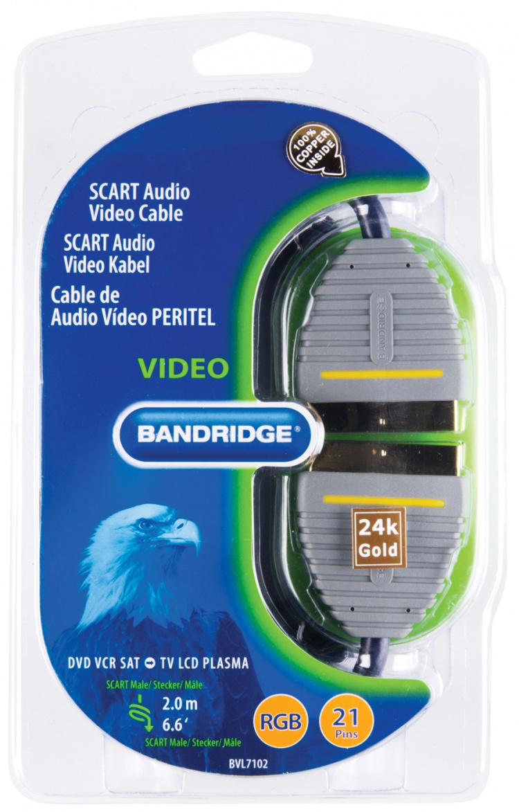 Bandridge SCART-Kabel SCART Han - SCART Han 2.00 m Blå