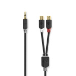Nedis Stereo lydkabel | 3.5 mm Han | 2x RCA Hun | Gull belagt | 0.20 m | Rund | Antrasitt | Boks Nedis Stereo lydkabel | 3.5 mm Han | 2x RCA Hun | Gull belagt | 0.20 m | Rund | Antrasitt | Boks