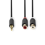 Nedis Stereo lydkabel | 3.5 mm Han | 2x RCA Hun | Gull belagt | 0.20 m | Rund | Antrasitt | Boks Nedis Stereo lydkabel | 3.5 mm Han | 2x RCA Hun | Gull belagt | 0.20 m | Rund | Antrasitt | Boks