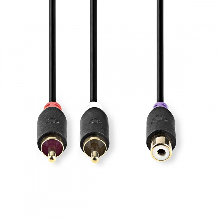 Nedis Stereo lydkabel | 2x RCA Han | RCA Hunn | Gull belagt | 0.20 m | Rund | Antrasitt | Boks