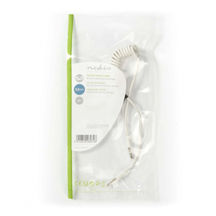 Nedis Stereo lydkabel | 3.5 mm Han | 3.5 mm Han | Nikkel belagt | 1.00 m | Rund | Hvit