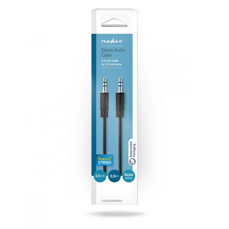 Nedis Stereo lydkabel | 3.5 mm Han | 3.5 mm Han | Nikkel belagt | 0.50 m | Rund | Sort | Boks