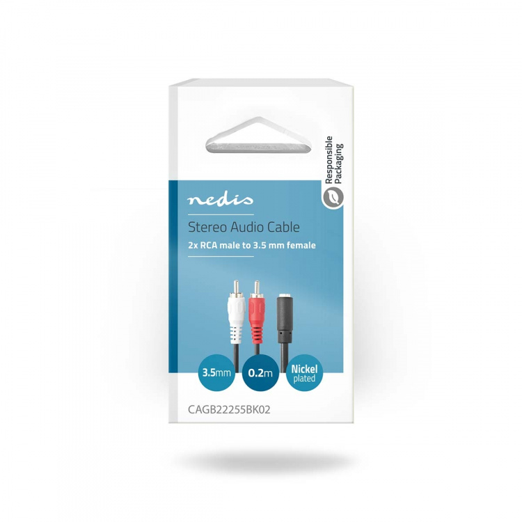 Nedis Stereo lydkabel | 2x RCA Han | 3.5 mm Hun | Nikkel belagt | 0.20 m | Rund | Boks