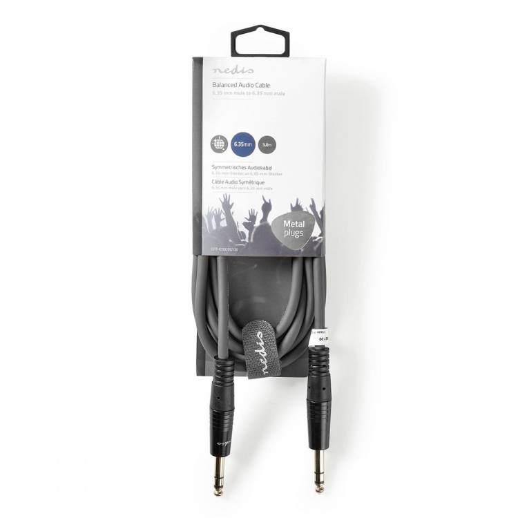 Nedis Stereo lydkabel | 6.35 mm Han | 6.35 mm Han | Nikkel belagt | 3.00 m | Rund | Mørk Grå | Pappetui Nedis Stereo lydkabel | 6.35 mm Han | 6.35 mm Han | Nikkel belagt | 3.00 m | Rund | Mørk Grå | Pappetui