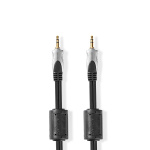 Nedis Stereo lydkabel | 3.5 mm Han | 3.5 mm Han | Gull belagt | 5.00 m | Rund | Antrasitt | Muslingskjell