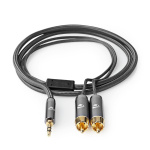 Nedis Stereo lydkabel | 3.5 mm Han | 2x RCA Han | Gull belagt | 5.00 m | Rund | Gun Metal Grå | Deksel Vindusboks