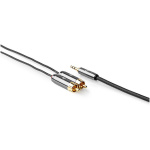 Nedis Stereo lydkabel | 3.5 mm Han | 2x RCA Han | Gull belagt | 5.00 m | Rund | Gun Metal Grå | Deksel Vindusboks
