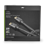 Nedis High Speed ​​HDMI ™ kabel med Ethernet | HDMI ™ -kontakt | HDMI ™ -kontakt | 4K@60Hz | ARC | 18 Gbps | 10.0 m | Rund | Bomull | Gun Metal Grå | Deksel Vindusboks