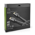 Nedis High Speed ​​HDMI ™ kabel med Ethernet | HDMI ™ -kontakt | HDMI ™ -kontakt | 4K@60Hz | ARC | 18 Gbps | 10.0 m | Rund | Bomull | Gun Metal Grå | Deksel Vindusboks