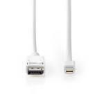 Nedis Mini Displayport-kabel | DisplayPort 1.4 | Mini DisplayPort Han | DisplayPort Han | 48 Gbps | Nikkel belagt | 2.00 m | Rund | PVC | Hvit | Blister