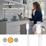 Nedis Mini Displayport-kabel | DisplayPort 1.4 | Mini DisplayPort Han | DisplayPort Han | 48 Gbps | Nikkel belagt | 2.00 m | Rund | PVC | Hvit | Blister