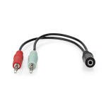 Nedis Stereo lydkabel | 3.5 mm Hun | 2 stk. 3,5 mm, han | Nikkel belagt | 0.20 m | Rund | Sort | Boks Nedis Stereo lydkabel | 3.5 mm Hun | 2 stk. 3,5 mm, han | Nikkel belagt | 0.20 m | Rund | Sort | Boks