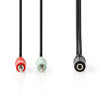Nedis Stereo lydkabel | 3.5 mm Hun | 2 stk. 3,5 mm, han | Nikkel belagt | 0.20 m | Rund | Sort | Boks Nedis Stereo lydkabel | 3.5 mm Hun | 2 stk. 3,5 mm, han | Nikkel belagt | 0.20 m | Rund | Sort | Boks