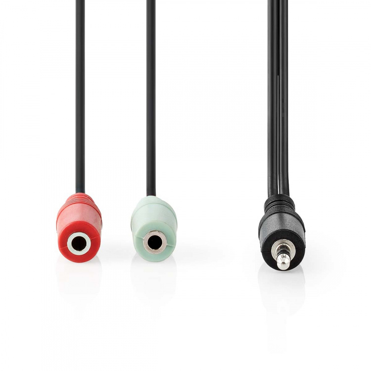 Nedis Stereo lydkabel | 3.5 mm Han | 2 stk. 3.5 mm, hunn | Nikkel belagt | 0.20 m | Rund | Antrasitt | Boks