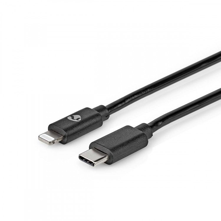 Nedis Lightning Kabel | USB 2.0 | Apple Lightning 8-Pinners | USB-C™ Hann | 480 Mbps | Nikkel belagt | 2.00 m | Rund | PVC | Sort | Konvolutt