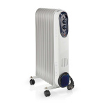 Nedis Mobil Oil Radiator | 800 / 1200 / 2000 W | 9 Finner | Justerbar termostat | 3 Varmeinnstillinger | Veltebeskyttelse | Hvit