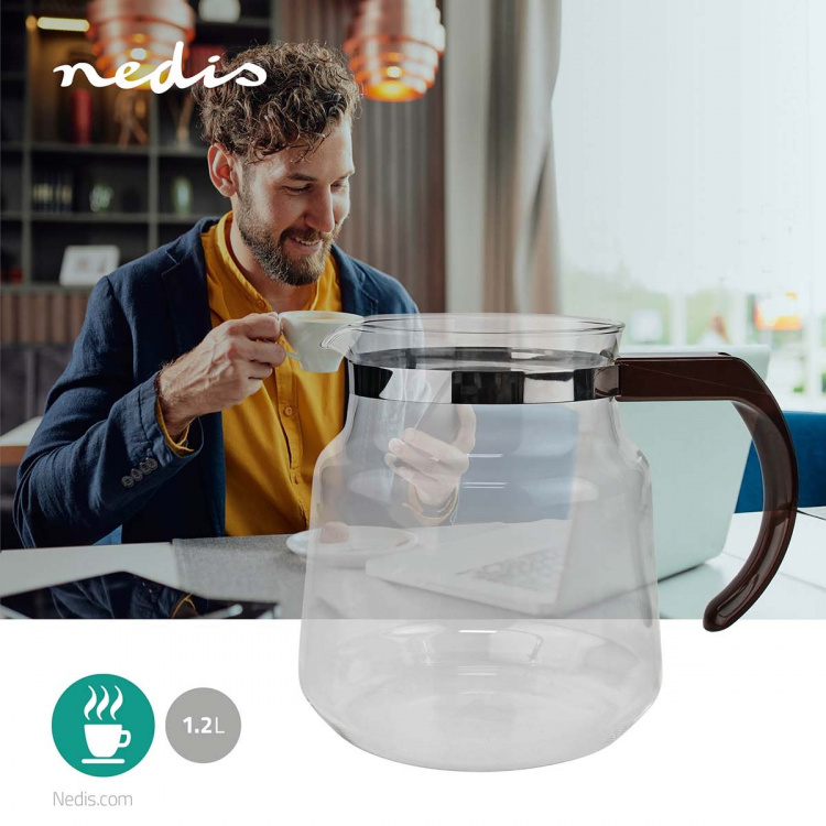 Nedis Glass Kaffe Jug | Kompatibel med: Moccamaster K / KB/ 1 0PL / Excellent 10S | 1.2 l | Brun