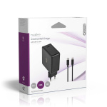 Nedis vegg lader | 65 W | PD3.0 27W / PD3.0 36W / PD3.0 45W / PD3.0 65W | Hurtigladefunksjon | 3.0 / 3.25 A A | Antall utganger: 1 | USB-C™ | Type-C™ | 2.00 m | Automatisk Spenning Utvalg | Sort