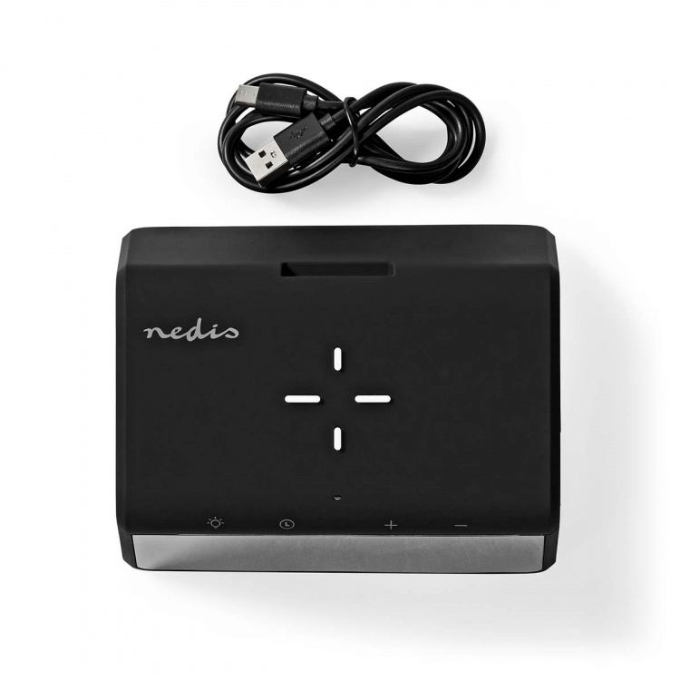 Nedis Alarm clock wireless charger | Qi sertifisert | 5 / 7.5 / 10 / 15 W | USB-A Male | Nattlys | 2 Alarmtider | slumrefunksjon