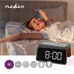 Nedis Alarm clock wireless charger | Qi sertifisert | 5 / 7.5 / 10 / 15 W | USB-A Male | Nattlys | 2 Alarmtider | slumrefunksjon