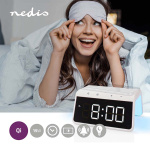 Nedis Alarm clock wireless charger | Qi sertifisert | 5 / 7.5 / 10 / 15 W | USB-A Male | Nattlys | 2 Alarmtider | slumrefunksjon Nedis Alarm clock wireless charger | Qi sertifisert | 5 / 7.5 / 10 / 15 W | USB-A Male | Nattlys | 2 Alarmtider | slumrefunksjon