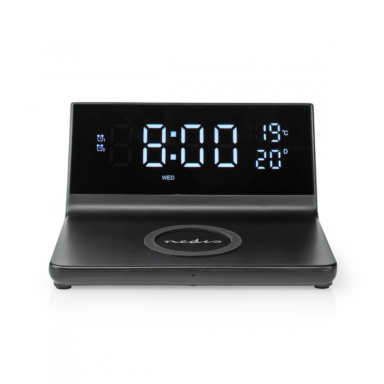Nedis Alarm clock wireless charger | Qi sertifisert | 5 / 7.5 / 10 / 15 W | USB-A Male | 2 Alarmtider | slumrefunksjon Nedis Alarm clock wireless charger | Qi sertifisert | 5 / 7.5 / 10 / 15 W | USB-A Male | 2 Alarmtider | slumrefunksjon