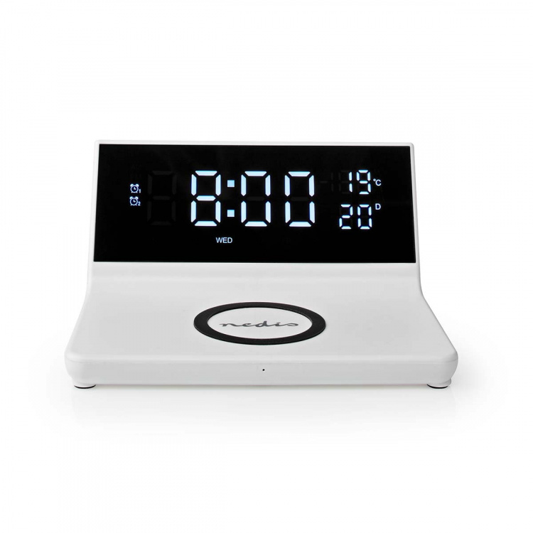 Nedis Alarm clock wireless charger | Qi sertifisert | 5 / 7.5 / 10 / 15 W | USB-A Male | 2 Alarmtider | slumrefunksjon Nedis Alarm clock wireless charger | Qi sertifisert | 5 / 7.5 / 10 / 15 W | USB-A Male | 2 Alarmtider | slumrefunksjon