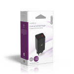 Nedis vegg lader | 65 W | GaN | PD3.0 18W / PD3.0 20W / PD3.0 27W / PD3.0 36W / PD3.0 45W / PD3.0 60W / PD3.0 65W / QC3.0 | Hurtigladefunksjon | 3.0 / 3.25 A A | Antall utganger: 3 | USB-A / 2x USB-C™ | Automatisk Spenning Utvalg | Sort