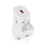 Nedis vegg lader | 18 W | QC3.0 | Hurtigladefunksjon | 3.0 A | Antall utganger: 1 | USB-A | Automatisk Spenning Utvalg | Hvit