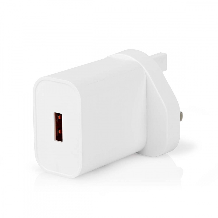 Nedis vegg lader | 18 W | QC3.0 | Hurtigladefunksjon | 3.0 A | Antall utganger: 1 | USB-A | Automatisk Spenning Utvalg | Hvit