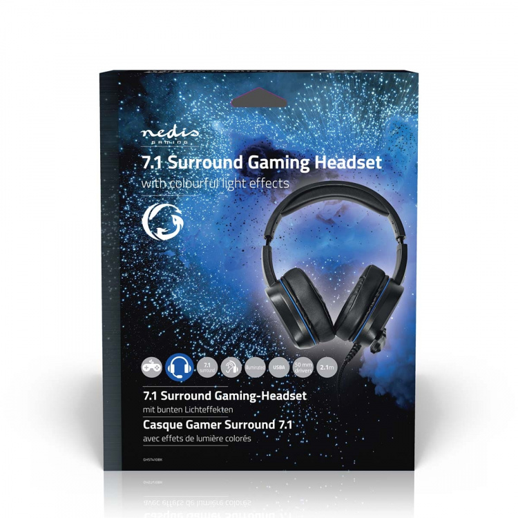 Nedis Gaming Headset | Over-Ear | Surround | USB Type-A | Fold-Away Mikrofon | 2.10 m | LED Nedis Gaming Headset | Over-Ear | Surround | USB Type-A | Fold-Away Mikrofon | 2.10 m | LED