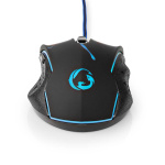 Nedis Gaming Mouse | Wired | 1200 / 1800 / 2400 / 3600 dpi | Justerbar DPI | Antall knapper: 6 | Programmerbare knapper | Right-Handed | 1.50 m | LED