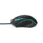 Nedis Gaming Mouse | Wired | 1200 / 1800 / 2400 / 3600 dpi | Justerbar DPI | Antall knapper: 6 | Programmerbare knapper | Right-Handed | 1.50 m | LED