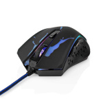 Nedis Gaming Mouse | Wired | 1200 / 1800 / 2400 / 3600 dpi | Justerbar DPI | Antall knapper: 6 | Programmerbare knapper | Right-Handed | 1.50 m | LED