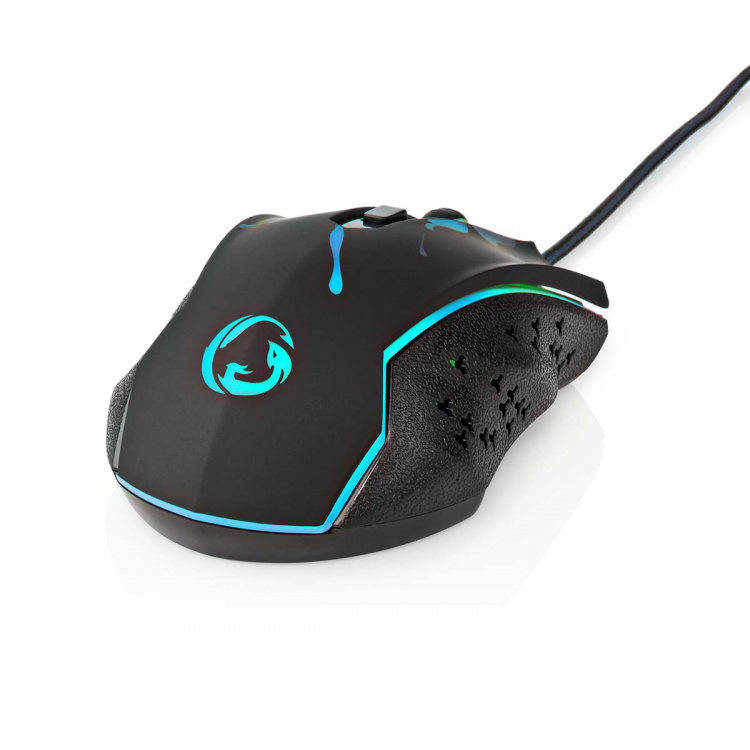 Nedis Gaming Mouse | Wired | 1200 / 1800 / 2400 / 3600 dpi | Justerbar DPI | Antall knapper: 6 | Programmerbare knapper | Right-Handed | 1.50 m | LED