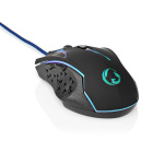 Nedis Gaming Mouse | Wired | 1200 / 1800 / 2400 / 3600 dpi | Justerbar DPI | Antall knapper: 6 | Programmerbare knapper | Right-Handed | 1.50 m | LED