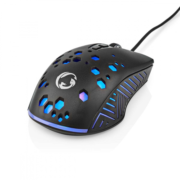 Nedis Gaming Mouse | Wired | 800 / 1200 / 2400 / 3200 / 4800 / 7200 dpi | Justerbar DPI | Antall knapper: 7 | Programmerbare knapper | Right-Handed | 1.50 m | RGB